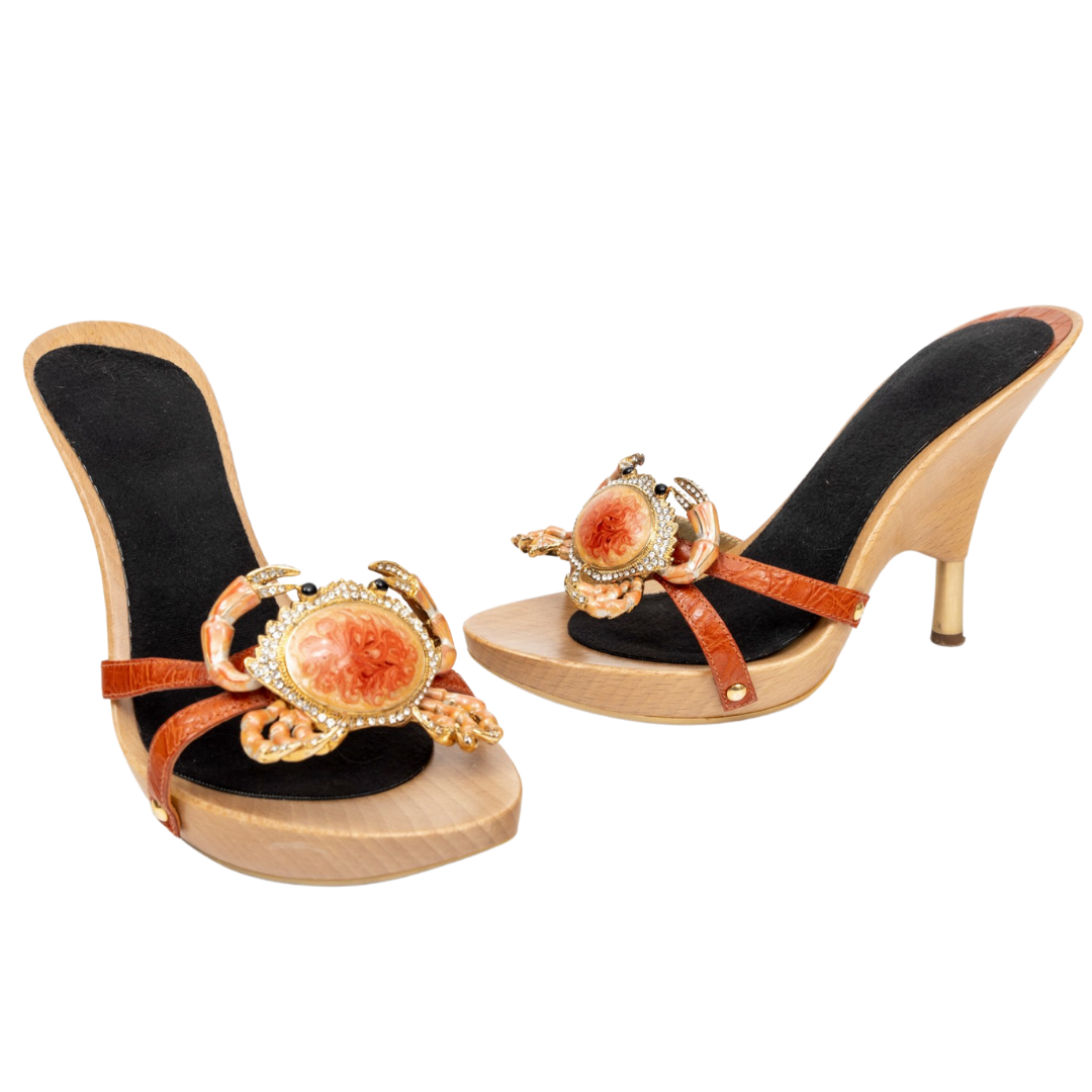 item #227656 a pair of Vicini by Giuseppe Zanotti Crab Motif Sandals